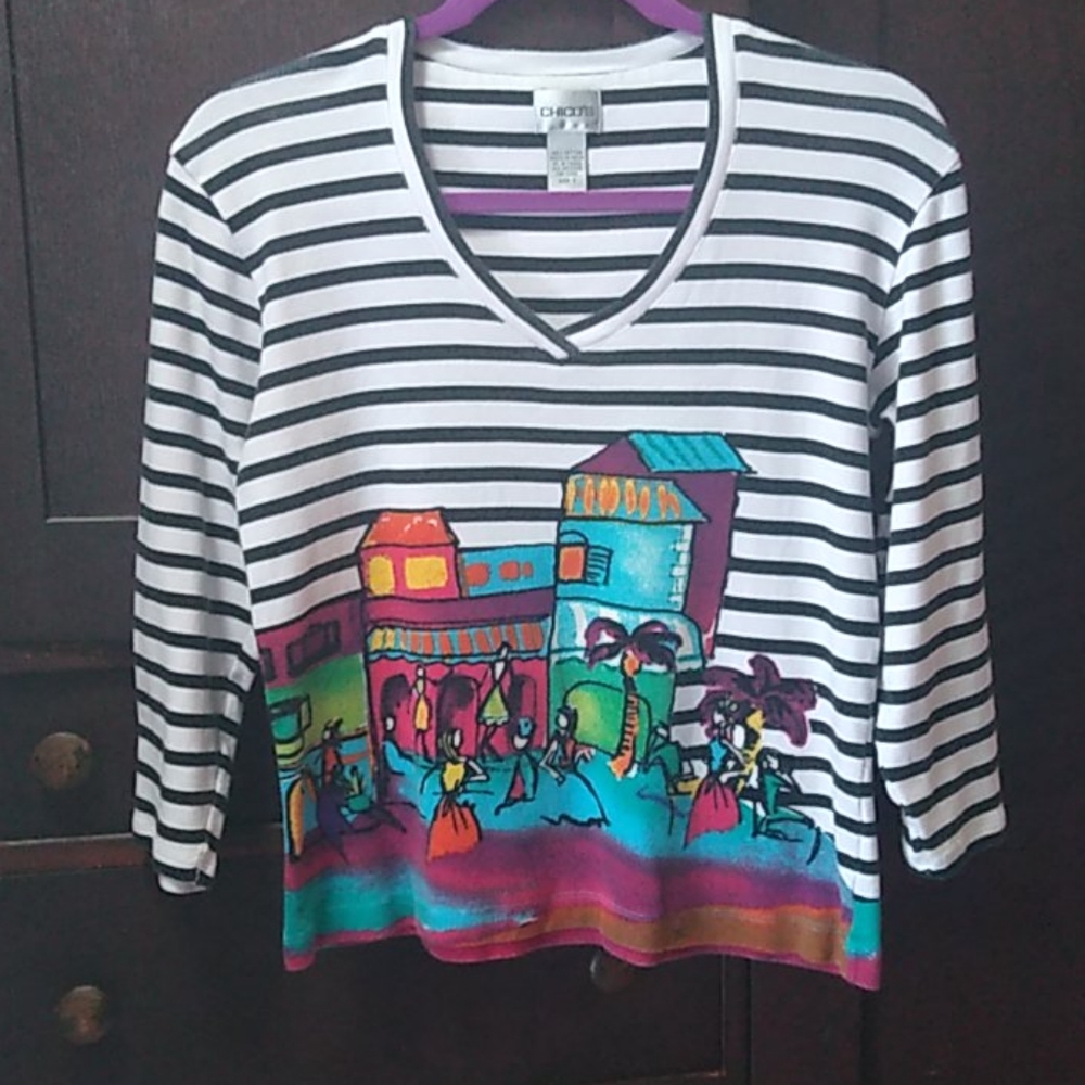 Chico's 3/4 sleeve crop with fun design